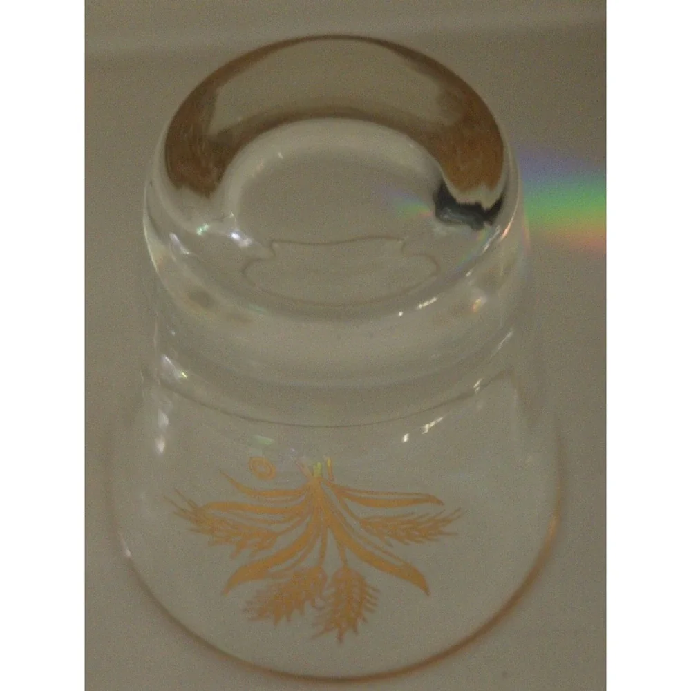 Rare MCM Libbey‎ 4 Oz Gold Wheat And Gold Rimmed Whiskey Glasses Set Of Four